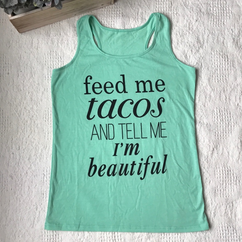 NWOT Light green graphic tank top